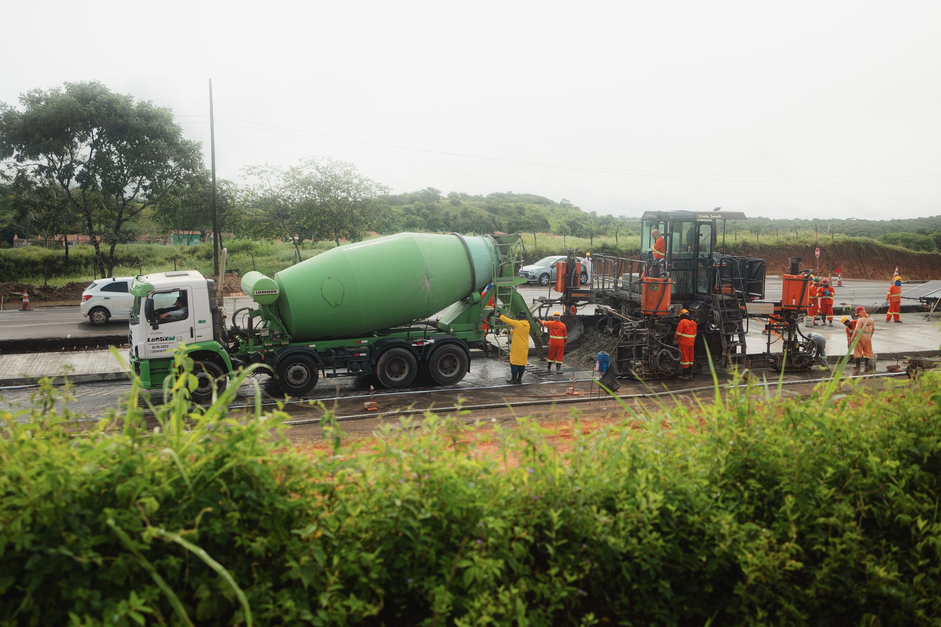 IMB concrete paver in operation